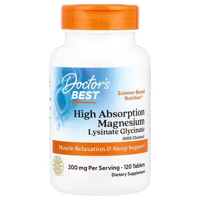 Doctor's Best, High Absorption Magnesium, 200 mg, 120 Tablets, (100 mg per Tablet)